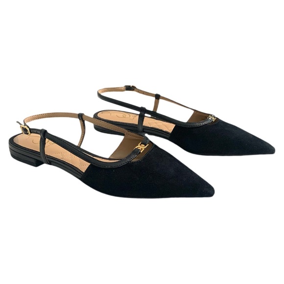 Sam Edelman Black Suede Cohen Slingback Pointed toe Flats Size 7 - Picture 5 of 15